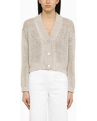 Roberto Collina - Pearl Coloured Knitted Cardigan - Lyst