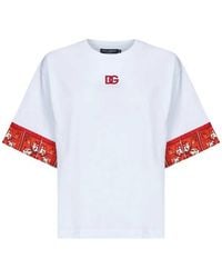 Dolce & Gabbana - T-Shirt Imprimé Maiolica À Logo Brodé - Lyst