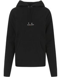 Saint Laurent - Logo Cotton Hoodie - Lyst