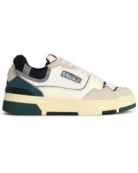 Autry - 'CLC Low' White and Green 'Forest' Suede y Lear Sneakers - Lyst