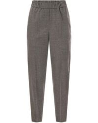 Peserico - Virgin Wool And Cashmere Tapered Trousers With Elasticated Waistband - Lyst