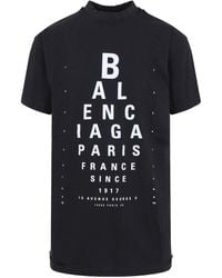 Balenciaga - Tops ,Zwart ,Katoen Optical Oversize T-Shirt - Lyst
