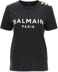 Balmain - T -shirt Met Logo -afdrukken En In Reliëf In Reliëf - Lyst