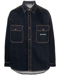 Palm Angels - Jeanshemd Mit Logo-Stickerei - Lyst