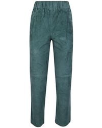 Via Masini 80 - Elastic Waist Suede Trousers - Lyst