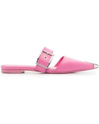 McQueen - Buckled Leather Mules - Lyst