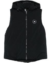 adidas By Stella McCartney - Schwarzer Kapuzenreißverschluss Pullover Ärmelloses Logo - Lyst