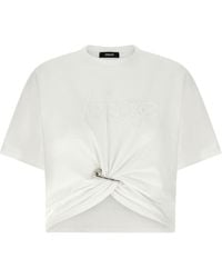 Versace - Logo Borduurwerk T -shirt - Lyst