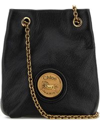Chloé - Black Leather Horse Medal Bucket Bag - Lyst