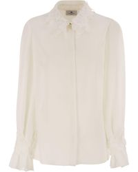 Elisabetta Franchi - Camisa de Georgette con bordado floral - Lyst