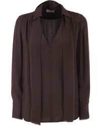 Elisabetta Franchi - Viscose Georgette Overhemd Met Sjerp - Lyst
