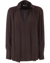 Elisabetta Franchi - Viscose Georgette Shirt With Sash - Lyst
