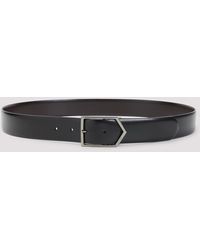 Canali - Accessoires ,Zwart ,Leer Omkeerbare Zwarte Leren Riem - Lyst
