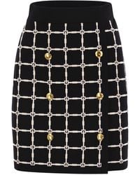 Elisabetta Franchi - Jacquard Logo Miniskirt With Buttons - Lyst