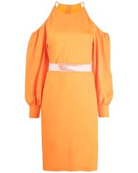Stella McCartney - Kleedjes ,Oranje ,Polyester Off-Shoulder Jurk - Lyst