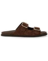 Gucci - Leather Slider Sandal - Lyst