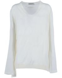 Alberta Ferretti - Finely Knitted Wool Sweater With Classic Crew Neckline - Lyst