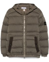 Stone Island - Quilted Down Jacket With Adjustable Hood And Signature Patch - Lyst