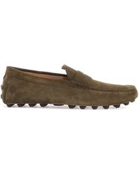 Tod's - Tod 's Mocassins en daim vert olive avec semelle en caoutchouc - Lyst