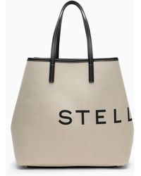 Stella McCartney - Stella Mc Cartney Ecru Cotton Blend Tote Bag With Logo - Lyst