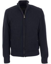 Paul & Shark - Wool Cardigan With Zip And Iconic Badge - Lyst