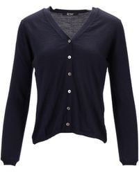 LA ROSE - V Cardigan Cash/Silk Dark Blu - Lyst