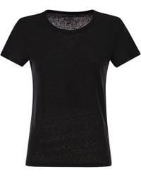 Majestic - Stretch Linen T Shirt With Round Neckline - Lyst