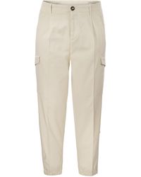 Brunello Cucinelli - Pantalones de gabardina de algodón de con bolsillos de carga - Lyst