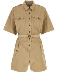 Prada - Khaki Cotton Jumpsuit - Lyst