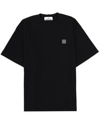 Stone Island - T-Shirt With Logo Patch Cotton T-Shirts - Lyst
