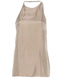 Alysi - Twill Zijden Top - Lyst