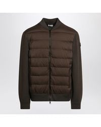 Moncler - Cardigan With Padded Nylon Knit Sleeves - Lyst