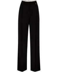 Elisabetta Franchi - Lightweight Crepe Trousers With Charm Logo - Lyst