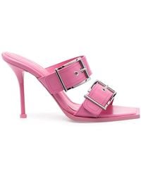 McQueen - Punk Double Buckle Leather Sandals - Lyst
