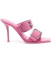 McQueen - Punk Double Buckle Leather Sandals - Lyst