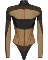 Mugler - Long Sleeve Illusion Bodysuit - Lyst