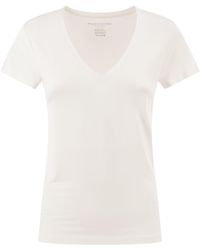 Majestic - Stretch Viscose T Shirt With V Neck - Lyst