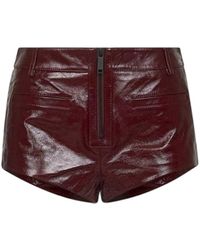 Self-Portrait - Zelfportret Vrouwen`s Rode Ritsleren Shorts - Lyst