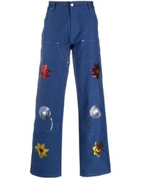 Sky High Farm - Embroidered Denim Jeans - Lyst