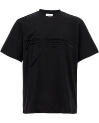 Ferragamo - T-Shirt With A Logo And Velvet Finish - Lyst