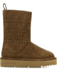 Fendi - Caramel Suede Apres Chic Ankle Boots - Lyst