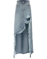 Vetements - 'Destroyed Denim Maxi Skirt' Skirt - Lyst