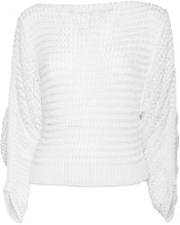Alberta Ferretti - Round Neck Sweater With Textured Pattern - Lyst