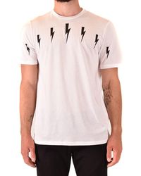 Neil Barrett - T-Shirt With Lightning Bolt Motifs - Lyst