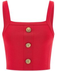 Balmain - Top De Lana Con Detalle De Botón - Lyst