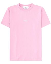 MSGM - Logo Crew Neck T-Shirt - Lyst