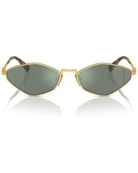 Miu Miu - Sonnenbrille Mu56 Zs 5 Ak04 M Gold/Grün Silber Spiegel Damen - Lyst