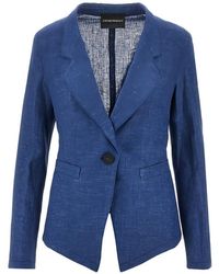 Emporio Armani - Linen Single-Breasted Jacket - Lyst