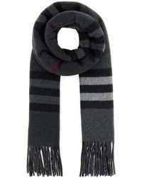 Burberry - Embroidered Cashmere Check Scarf - Lyst