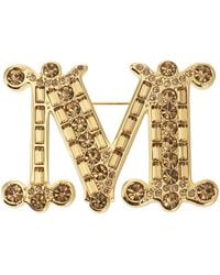 Max Mara - Bath2 Monogramm Brosche mit Kristallen - Lyst